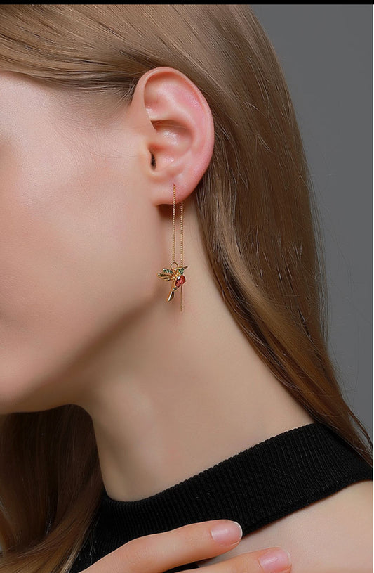 Elegant long Hummingbird earrings
