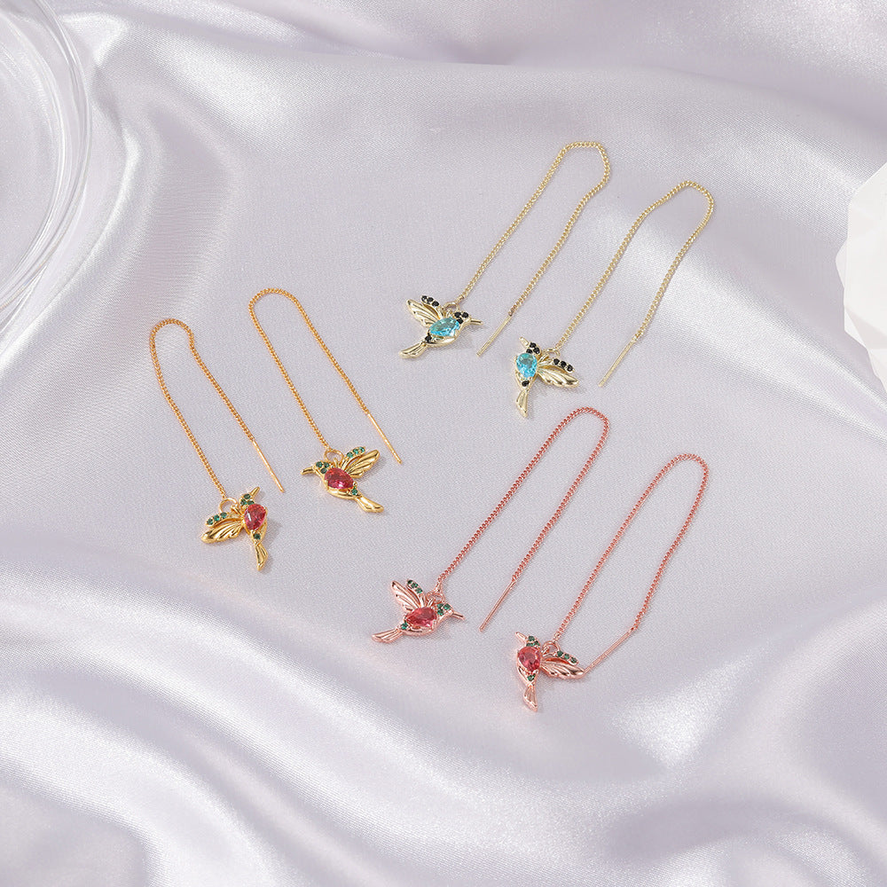 Elegant long Hummingbird earrings